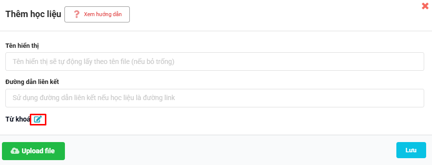 Màn hình chọn từ khóa